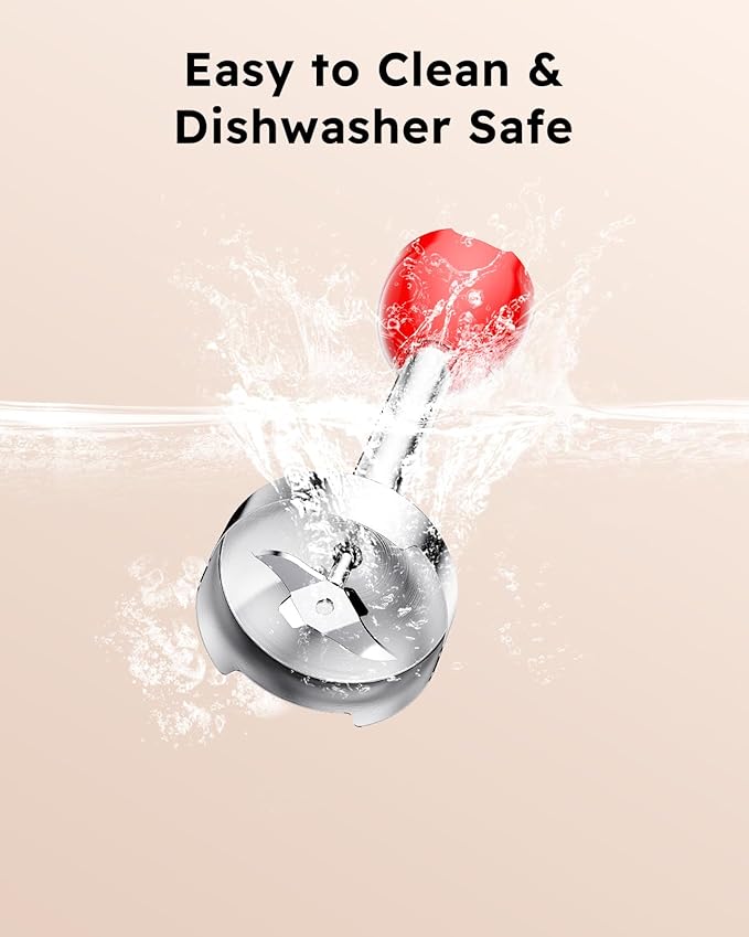 Sangcon Immersion Blender Handheld, 3-in-1 Hand Blender Electric, 400W Handheld Blender, Stainless Steel Blade Stick Blender with Whisk, Milk Frother Attachments - Red-BubblyBeeBaby