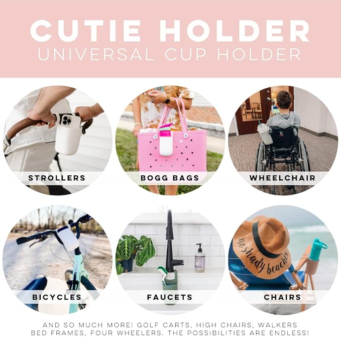 Ryan & Rose Cutie Holder Universal Stroller Cup Holder (White)-BubblyBeeBaby