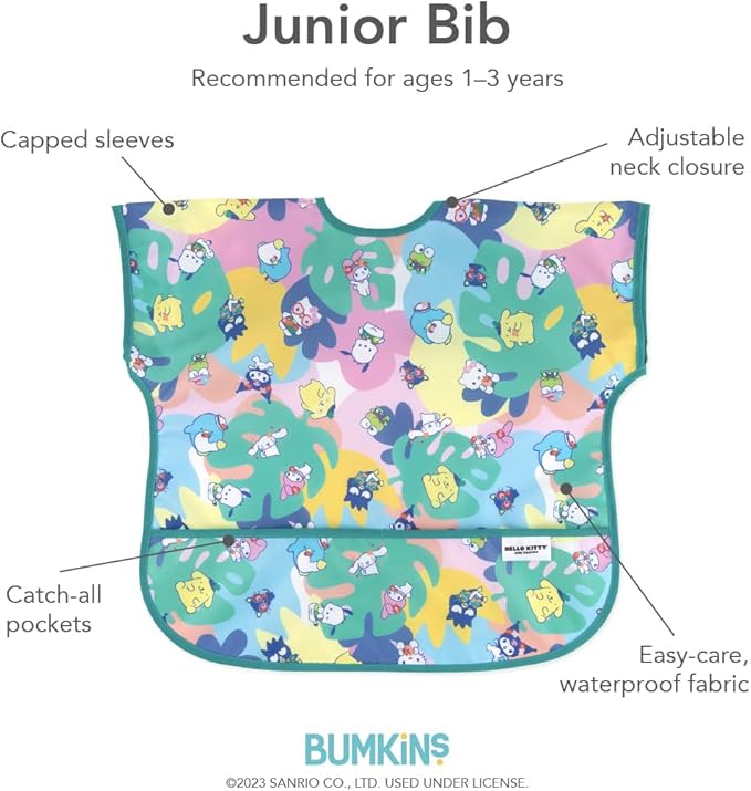 Bumkins Bibs - Toddler Bibs, Waterproof, Large for 1-3 Years, Short Sleeve-BubblyBeeBaby