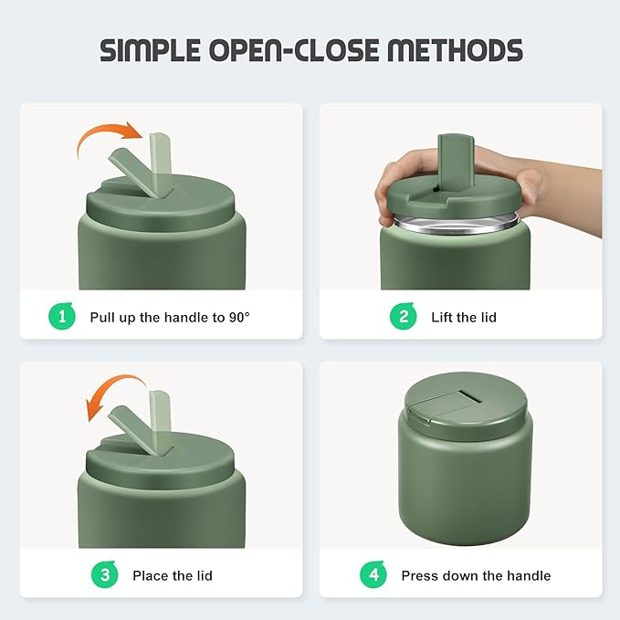 26oz Soup Thermo for Hot Food Kids with Buckle Lid Insulated Vacuum Food Jar Wide Mouth Leakproof Stainless Steel Lunch Container (Green)-BubblyBeeBaby