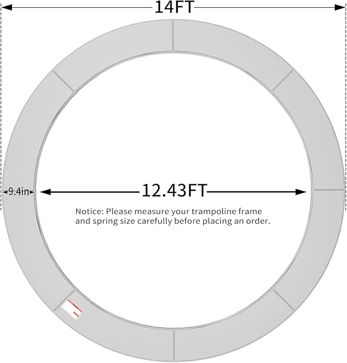 16FT/15FT/14FT/12FT/10FT Trampoline Safety Pad Replacement, Round Trampoline Spring Protection Cover, Fits 16FT/15FT/14FT/12FT/10FT Frames, Water-Resistant Trampoline Accessories-BubblyBeeBaby
