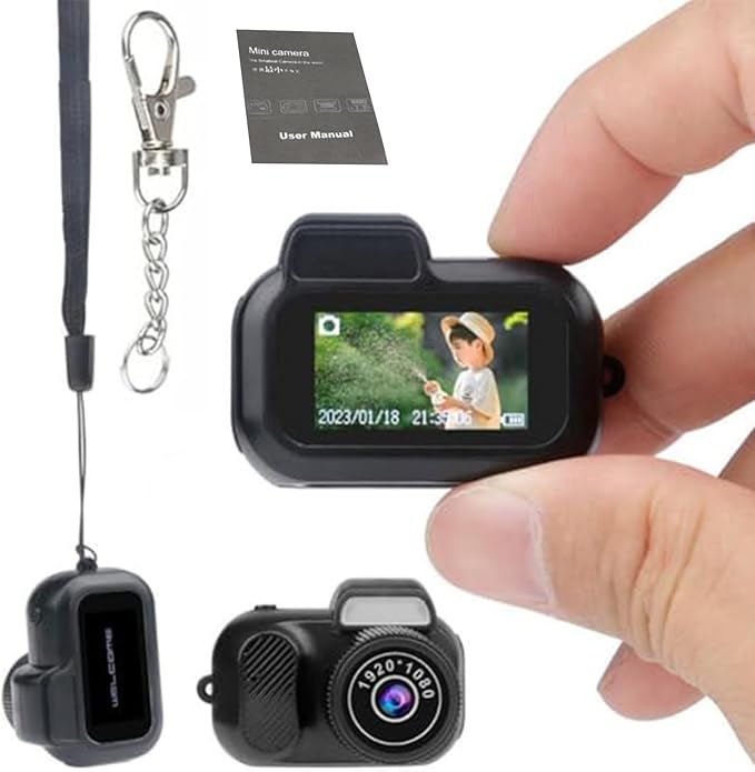 Keychain Camera, World's Smallest 1080P Hd Mini Camera llavero,Keychain Photo/Video Camera, Retro Portable Mini，100 Mins Battery Life, for Students, Kids (No Memory Card)-BubblyBeeBaby