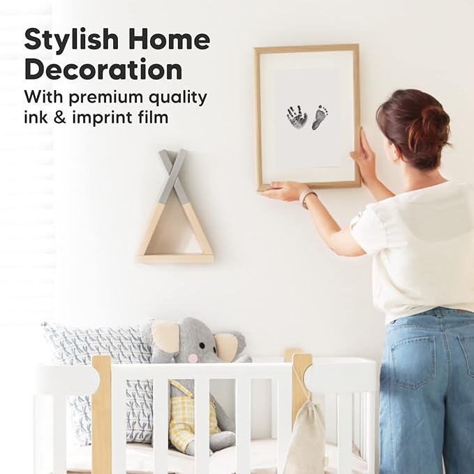 2-Pack Inkless Baby Hand and Footprint Kit - Mess Free Ink Pad for Newborn Keepsake, Dog Nose & Paw Print Kit, Clean Touch Ink Pad for Baby Hand & Footprints, Ideal New Mom Gifts (Jet Black)-BubblyBeeBaby