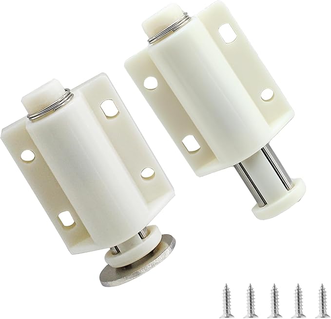 2 Pack Magnetic Touch Latch, Cabinet Push Open Catches Magnet Push Release Latches Hardware for Kitchen Cabinet Drawer Cupboard Closet Door (White)-BubblyBeeBaby