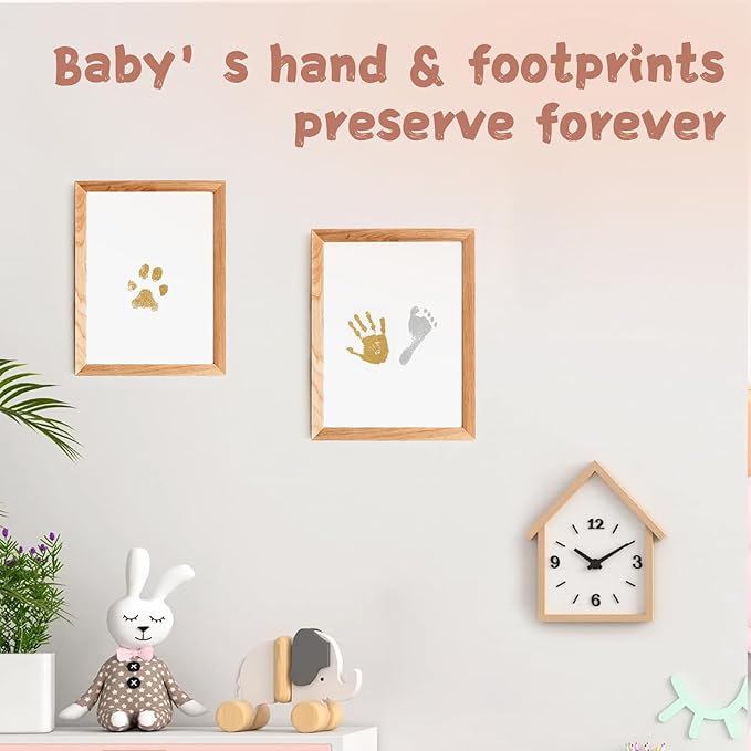 Inkless Baby Hand and Footprint Kit,Clean-Touch Ink Pad Kit,Safe No Mess Printing Infant Hand Foot Stamp,4 Pack Newborn Inkless Print Pads Best Keepsake or Gifts for Family-BubblyBeeBaby