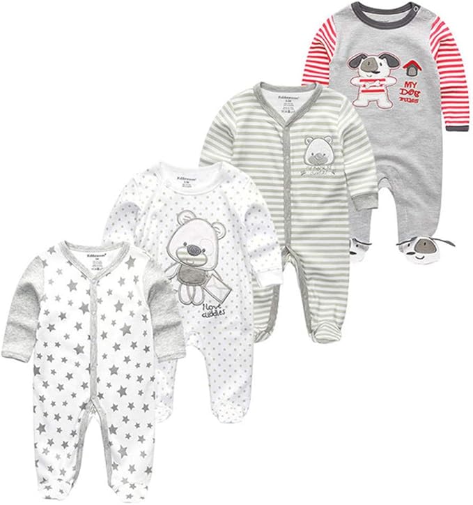 Kiddiezoom Baby and Toddler Boys'Snug Fit Footed One-Piece Romper Jumpsuit Cotton Cotton Footed Outfit-BubblyBeeBaby