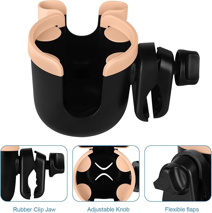 Accmor Stroller Cup Holder with Phone Holder, Bike Cup Holder, Universal Cup Holder for Uppababy Nuna Doona Strollers, 2-in-1 Cup Phone Holder for Stroller, Bike, Wheelchair, Walker, Scooter-BubblyBeeBaby