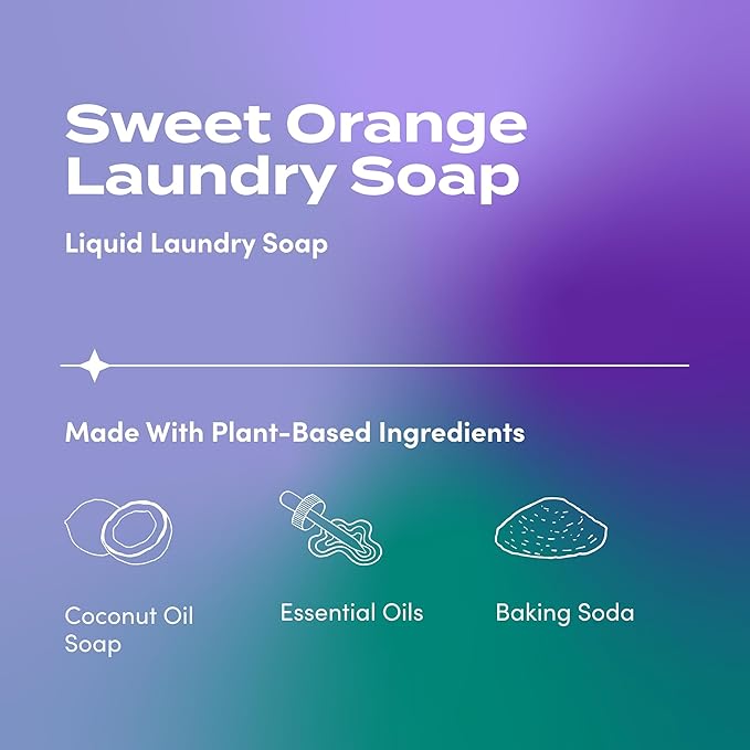Indigo Wild Zum Clean Laundry Soap - Plant-Based Liquid Laundry Soap - Contains Baking Soda, Essential Oils & Saponified Coconut Oil - Sweet Orange Scent - 64 fl oz-BubblyBeeBaby