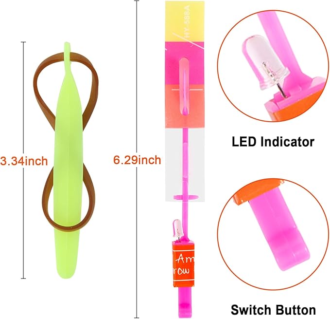 25 Sets LED Flying Set, 25 Slingshot+25 Glow Helicopter-50 Pcs, Flying Toy Outdoor Toys Glow in The Dark Party Supplies Party Favors for Kids 8-12,4-8-BubblyBeeBaby