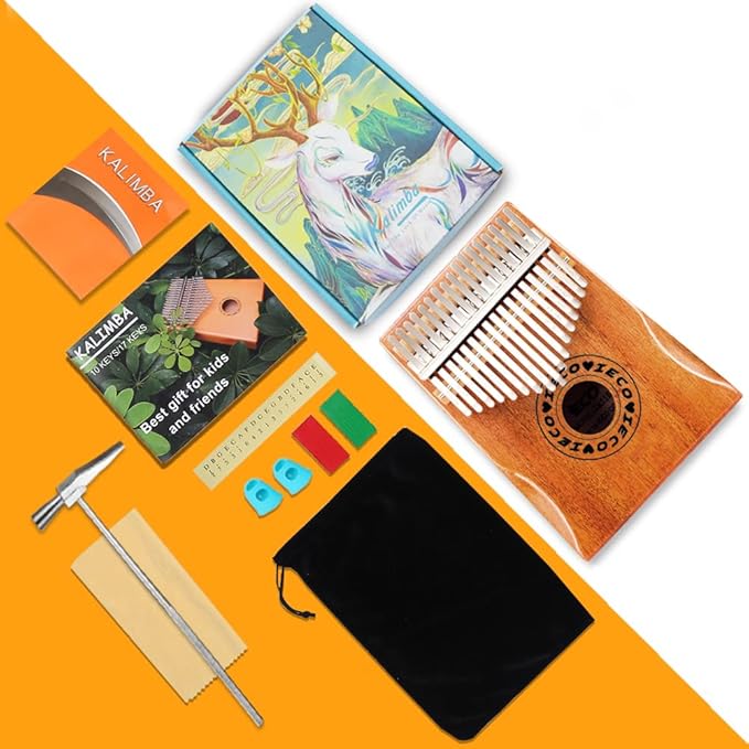 Kalimba Thumb Piano 17 Keys Portable Finger Piano Marimba Music Gifts for Adults Kids-BubblyBeeBaby