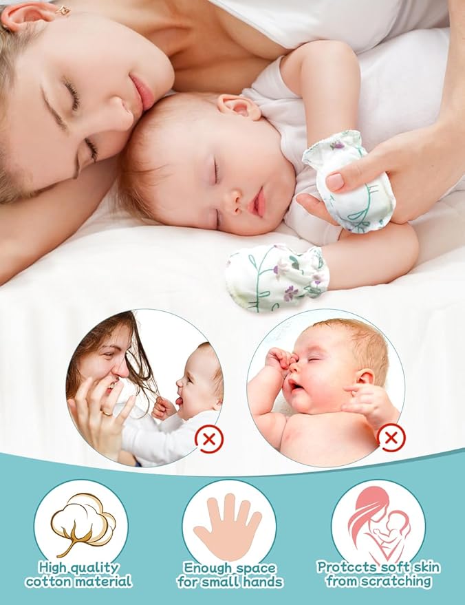 Cute Baby Mittens Newborn, No Scratch Baby Boy Mittens, Baby Girl Hat Gloves for Toddlers, Infant, Newborn-BubblyBeeBaby