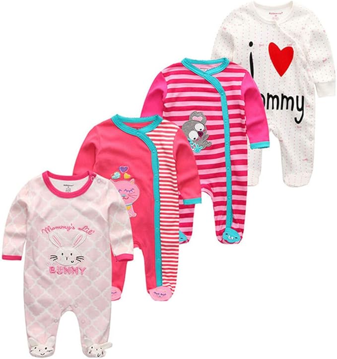 Kiddiezoom Baby and Toddler Boys'Snug Fit Footed One-Piece Romper Jumpsuit Cotton Cotton Footed Outfit-BubblyBeeBaby