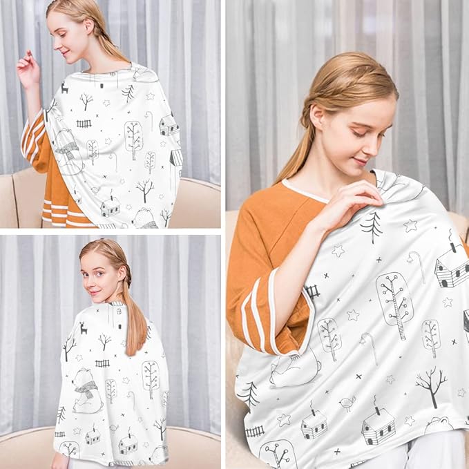Yoofoss Nursing Cover Breastfeeding Scarf - Baby Car Seat Covers, Infant Stroller Cover, Strechy Carseat Canopy for Boys and Girls (Bear)-BubblyBeeBaby