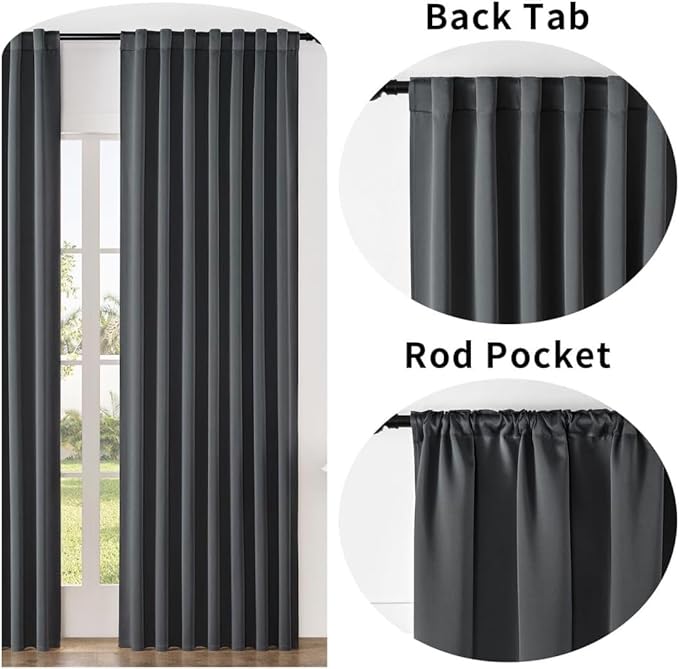 Joydeco Custom Blackout Curtains for Bedroom, 1 Panel Room Darkening Curtains & Drapes for Living Room Window Rod Pocket Back Tab (Custom Size,Dark Grey)-BubblyBeeBaby