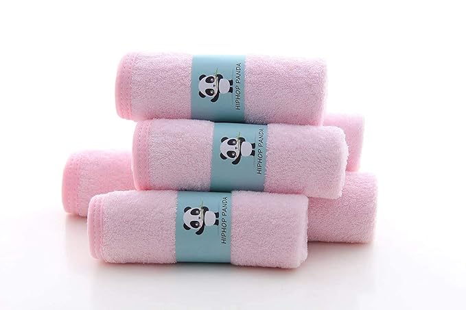 HIPHOP PANDA Baby Washcloths, Rayon Made from Bamboo - 2 Layer Ultra Soft Absorbent Newborn Bath Face Towel - Reusable Baby Wipes for Delicate Skin - Pink, 30 Pack-BubblyBeeBaby
