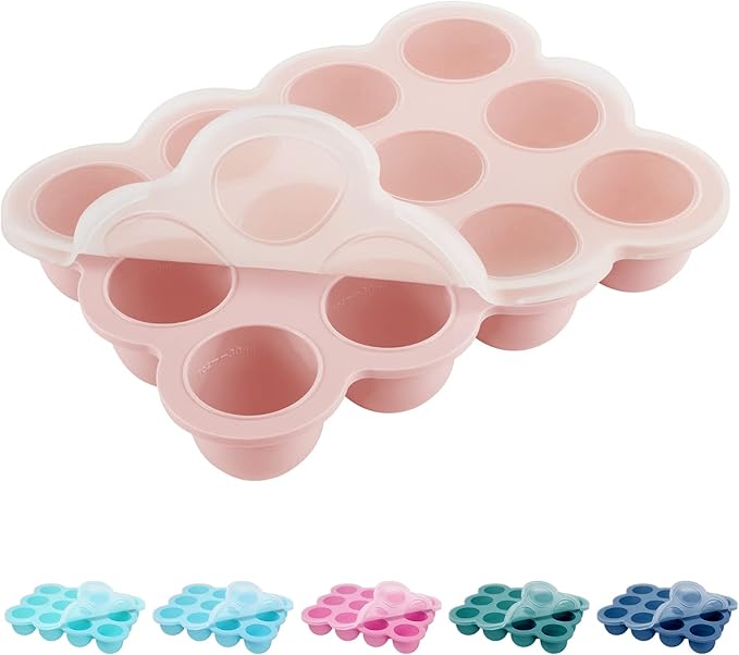 12x1.5oz Baby Food Freezer Tray with Clip Lid Gossamer Pink | Food Grade Silicone Storage Containers for Purees & Vegetables-BubblyBeeBaby