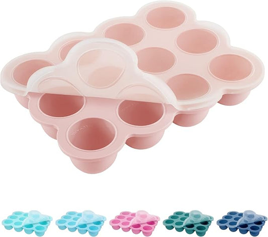 12x1.5oz Baby Food Freezer Tray with Clip Lid Gossamer Pink | Food Grade Silicone Storage Containers for Purees & Vegetables-BubblyBeeBaby