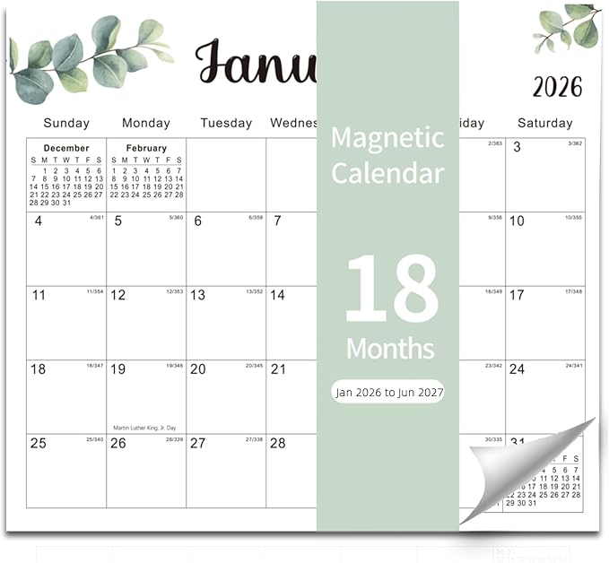2026 Magnetic Fridge Calendar 18 Monthly Magnetic Calendar for Refrigerator 2026 Wall Calendar Planner Runs from January 2026 Until June 2027 Easy Organizing Markers Tearable (Nature)-BubblyBeeBaby