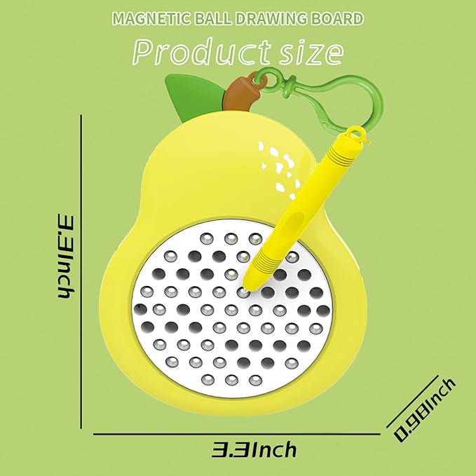 1PCS Pear Magnetic Drawing Board for Kids & Toddlers with Beads and Magnet Stylus Pen - Magnetic Travel Toy for Airplane & Car Ride Activities for Kids-BubblyBeeBaby