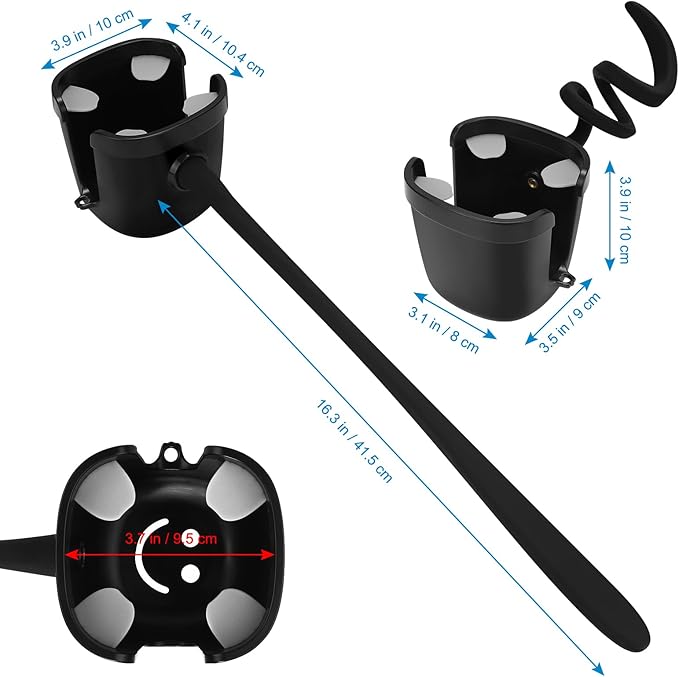 Accmor Stroller Cup Holder, Universal Cup Holder with Silicone Gooseneck Arm, Bike Cup Holder, 360° Rotatable Large Caliber Drinks Holder for Stroller, Bike, Wheelchair, Walker-BubblyBeeBaby