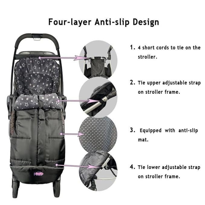 Front Height Adjustable Winter Waterproof Stroller Bunting Bag,Winter Stroller Blanket,Good for M6-48 Toddler-BubblyBeeBaby