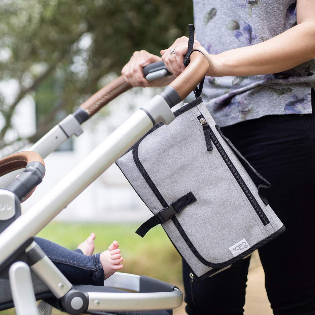 Comfy Cubs Baby Changing Pad Large Size - Waterproof Diaper Changing Mat with Cushioned Pillow - Soft & Lightweight, Foldable Design for Travel - Stylish Design for Boys and Girls - Solid Grey