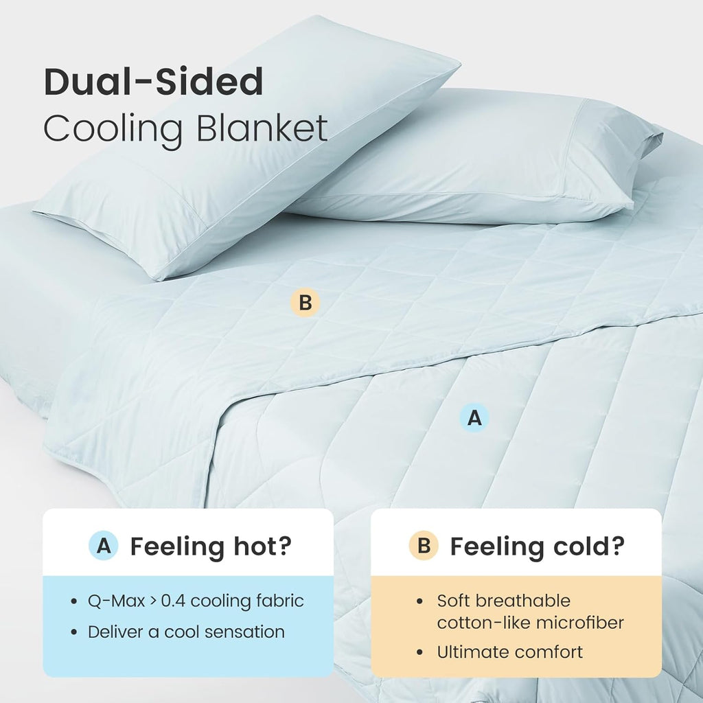 Cozy Bliss Cooling Blanket for Hot Sleepers, Q-Max 0.4 Cooling Comfort Queen Size, Cold Blankets for Night Sweats Sleeping, Ultra-Cool Lightweight Breathable Summer Blanket for Bed