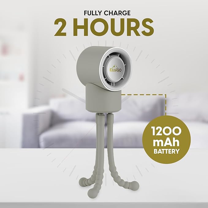 Portable Mini Travel Stroller Fan - Battery Operated, Clip On, Small, Handheld, Rotating, Rechargeable, Personal Fan with Flexible Tripod, 3 Speeds for Baby Crib, Bed Car, Seat Treadmill-BubblyBeeBaby