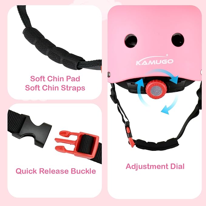 KAMUGO Kids Bike Helmet, Toddler Helmet for Ages 2-8 Boys Girls with Sports Protective Gear Set Knee Elbow Wrist Pads for Skateboard Cycling Scooter Rollerblading-BubblyBeeBaby