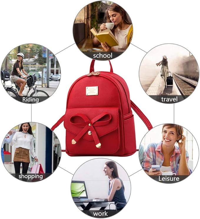 I IHAYNER Girls Bowknot Cute Leather Backpack Mini Backpack Purse for Women-BubblyBeeBaby
