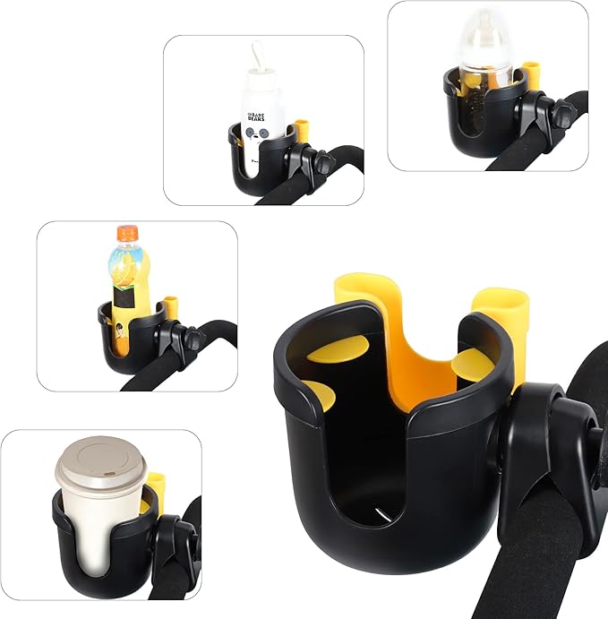 Accmor Stroller Cup Holder with Phone Holder, Bike Cup Holder, Universal Cup Holder for Uppababy Nuna Doona Strollers, 2-in-1 Cup Phone Holder for Stroller, Bike, Wheelchair, Walker, Scooter-BubblyBeeBaby