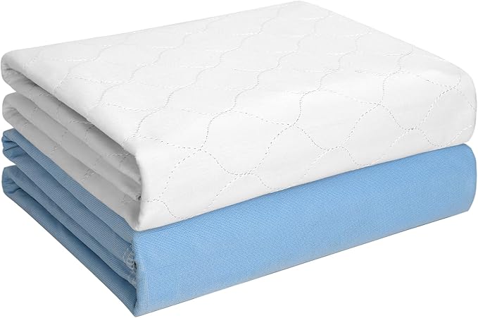 Heavy Absorbency Bed Pad, Washable and Reusable Incontinence Bed Underpads, 34"X52" (2 Pack), Waterproof Mattress Protector-BubblyBeeBaby
