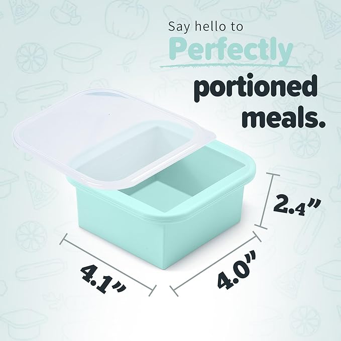 2-Cup Silicone Freezer Trays with Lids – Perfect for Meal Prep, Portion Control, and Easy Freezing-Meal Prep Container Molds for Soup,Leftovers (Bondi Mint, 2 Pack)-BubblyBeeBaby