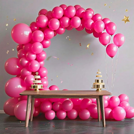 140pcs Hot Pink Round Balloons Different Sizes 18 12 10 5 Inch Latex Balloons for Arch Decoration Party Balloon Kit for Graduation Birthday Party Wedding Balloon Baby Shower Decoration-BubblyBeeBaby
