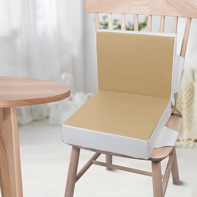 Kalawen Upgraded 2Pcs PU Washable Straps Safety Buckle Toddler Booster Seat for Kitchen Chair, Portable Travel-BubblyBeeBaby