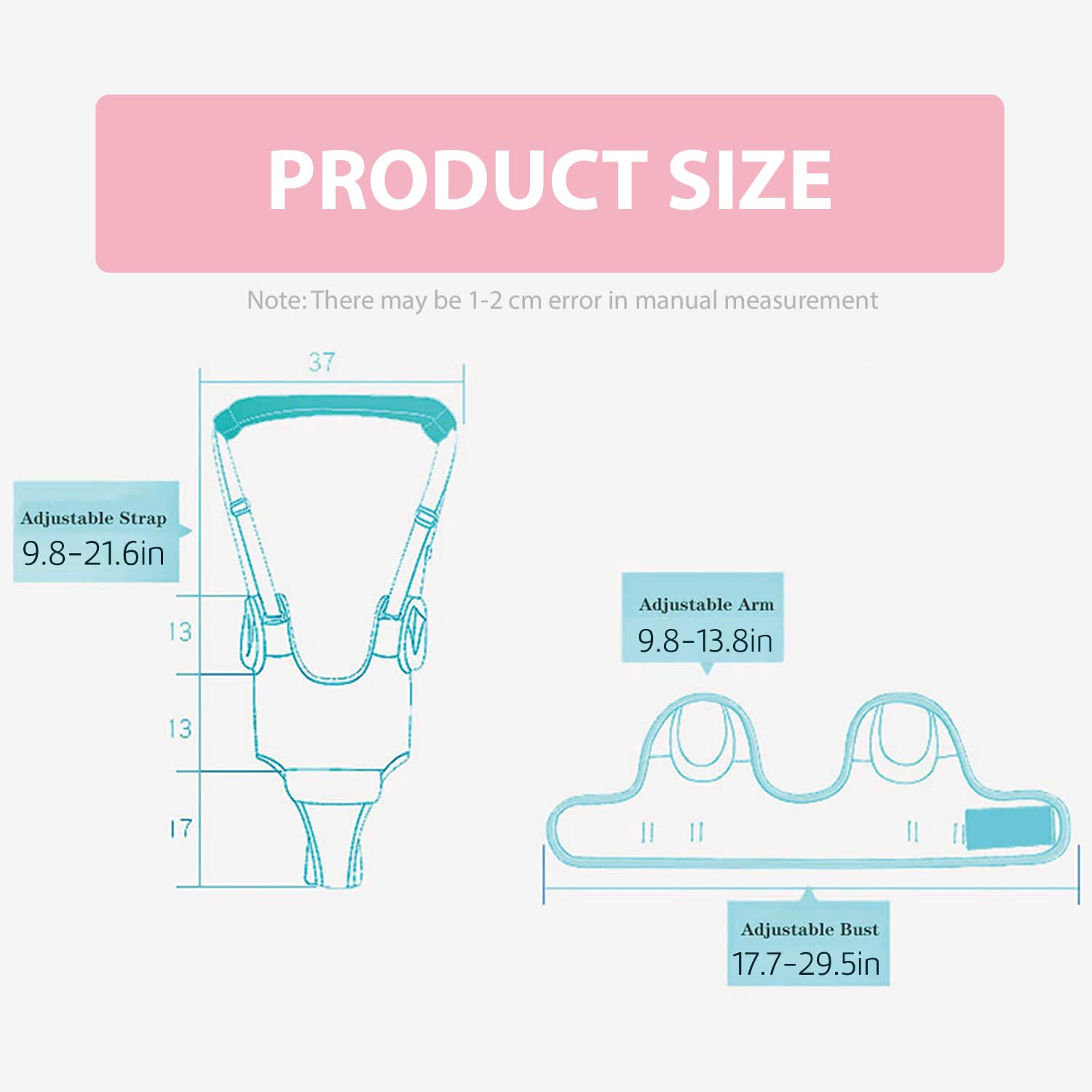 Baby Walking Harness-Handheld Assistant Belt- Toddler Infant Walking Aid for Trainer & Support 7-24 Month Old (All Seasonr-Pink-1819)