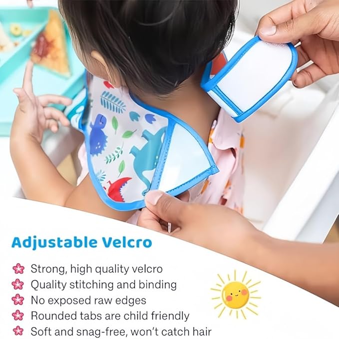 Baby bibs Waterproof Toddler bib - Feeding bib with Pocket for Infant Boy Girl Washable 6-36M-BubblyBeeBaby