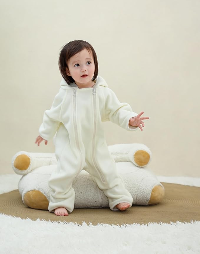 Newborn Baby Fleece Jumpsuit Girls Boys Winter Hooded Coverall Romper Cute Baby Snowsuit Clothes-BubblyBeeBaby