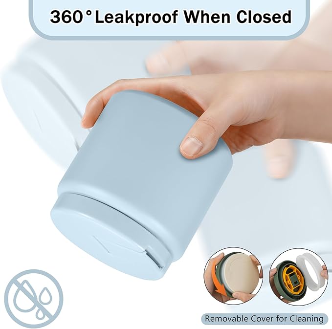 26oz Kids Thermos for Hot Food, Insulated Vacuum Food Jar with Buckle Lid, Stainless Steel Wide Mouth Leak Proof Insulated Lunch Container for School Picnic Travel, Blue-BubblyBeeBaby