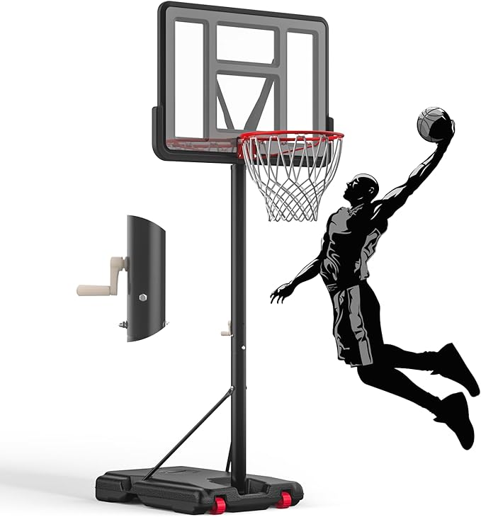 IGL Portable Basketball Hoop, 5.6-10FT Adjustable Basketball Goal System, 44 Inch Outdoor Basketball Hoop & Goals for Kids, Youth, and Adults in The Backyard, Driveway with PC Backboard-BubblyBeeBaby