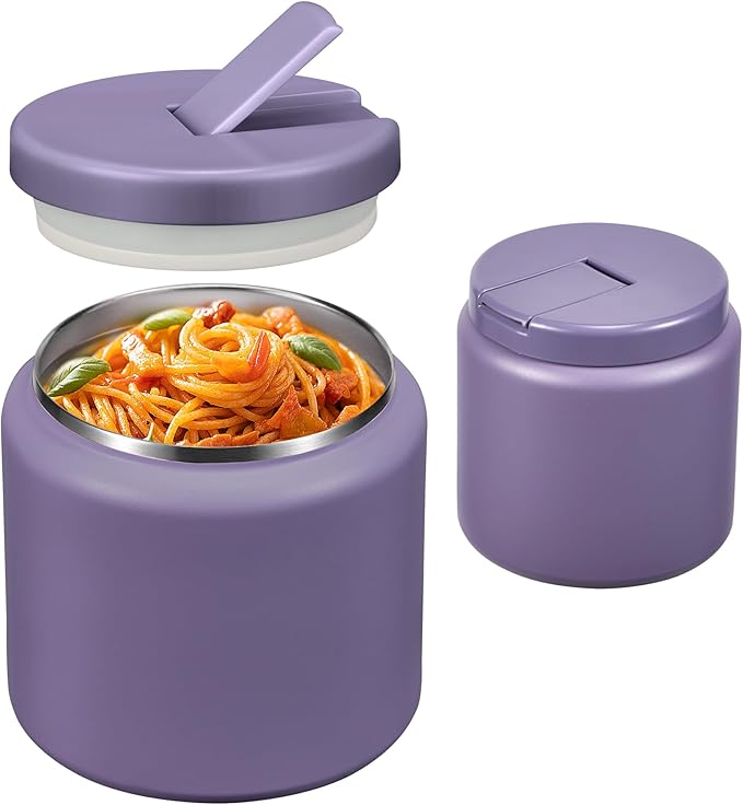 26oz Soup Thermo for Hot Food Kids with Buckle Lid Insulated Vacuum Food Jar Wide Mouth Leakproof Stainless Steel Lunch Container (Purple)-BubblyBeeBaby