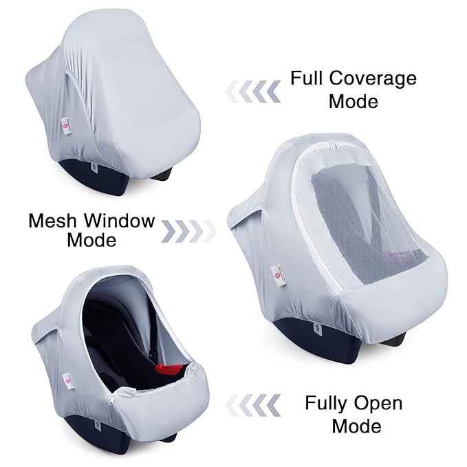 Metplus 2-in-1 Baby Car Seat Canopy, Multi Use Privacy Sun Shade, Protect Baby's Safety with Style, Infant Carrier Covers for Boys & Girls-BubblyBeeBaby