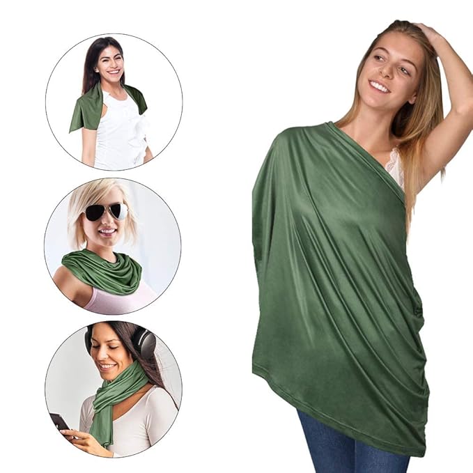 Yoofoss Nursing Cover Breastfeeding Scarf - Baby Car Seat Covers, Infant Stroller Cover, Strechy Carseat Canopy for Boys and Girls (Dark Green)-BubblyBeeBaby