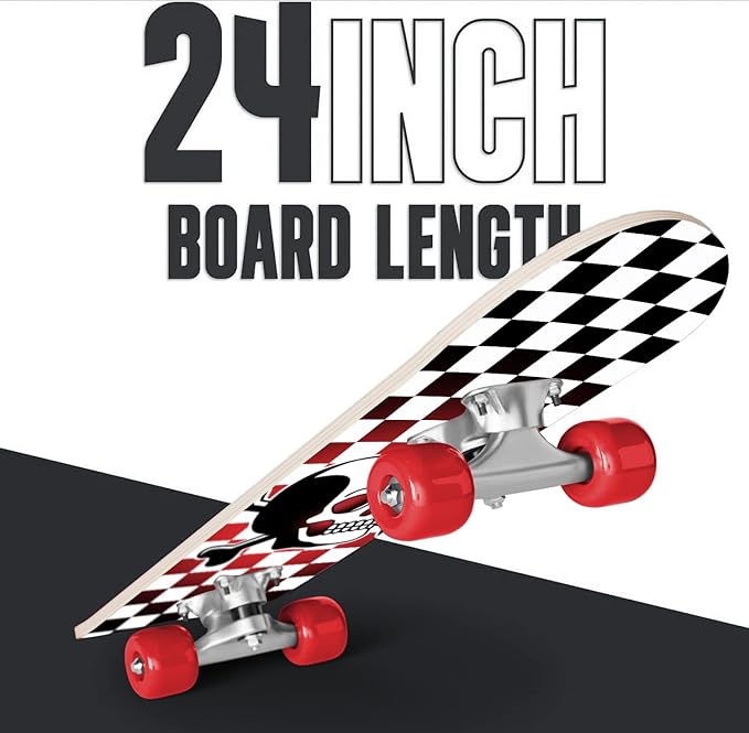 24 inch Rude Boyz Mini Cruiser Skateboard - Aluminium Trucks - Kids Skateboard Ages 5-8 Beginner - Skateboards for Kids-BubblyBeeBaby