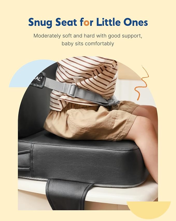 HOMEAL Booster Seat for Kitchen Chair - Toddler Booster Seat for Dining Table - Dining Seat with Adjustable Straps - Non-Slip Base & Breathable Fabric - Dark Gray-BubblyBeeBaby