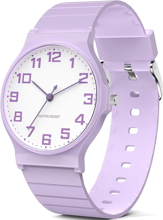 Kids Analog Watch Boys Girls, 30M Waterproof, Sports Watch for Boys, Easy to Read Children's Thin Dial Wrist Watches with Soft Band, for Ages 5-15 Kids Great Birthday Gifts Christmas Day-BubblyBeeBaby