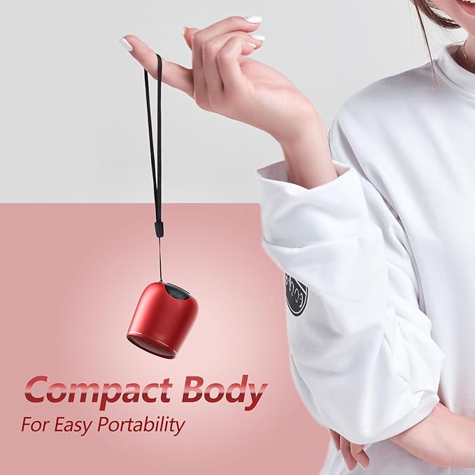 INSMY Small Bluetooth Speaker, Waterproof Mini Portable Wireless Speaker, Punchy Bass Rich Audio Stereo Pairing, Handheld Pocket Size, Built in Mic for Hiking Biking Gift Laptop Tablet (Red)-BubblyBeeBaby