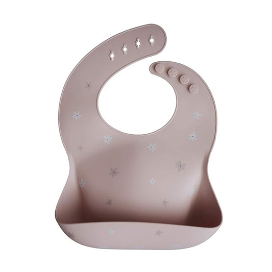 mushie Silicone Baby Bib | Adjustable Fit Waterproof Bibs (Daisy)-BubblyBeeBaby