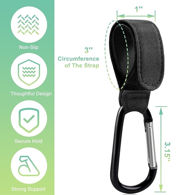 Stroller Hooks for Bags, 2 Pack Non-Slip Stroller Clips and Hooks, Adjustable Stroller Carabiner Clip, Baby Stroller Accessories, Hooks for Bike, Scooter, Wheelchair, Walker by Aguwontior-BubblyBeeBaby
