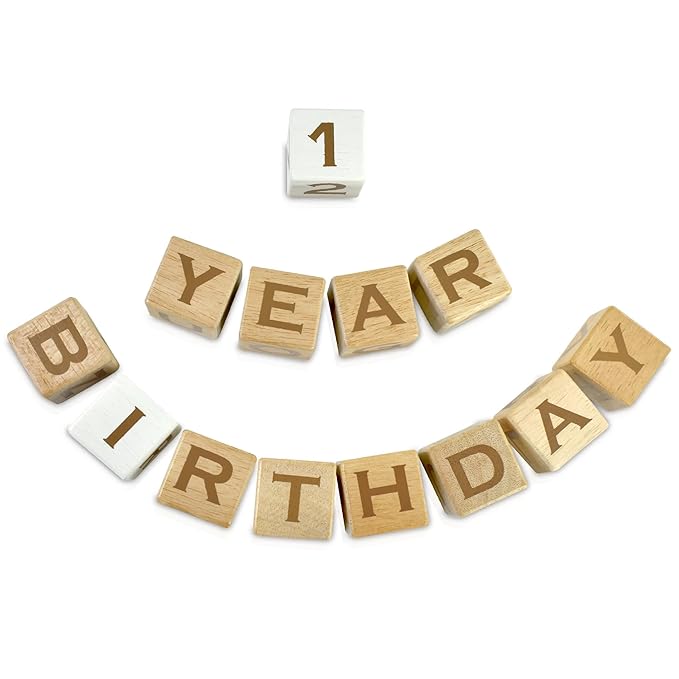 I'm Solid Wood Baby ABC Alphabet Milestone Age Blocks, Personalized Own Name, Gender Neutral, Newborn Gifts & Keepsakes for Picture Props (1.4" / 16 Pcs/Brown)-BubblyBeeBaby